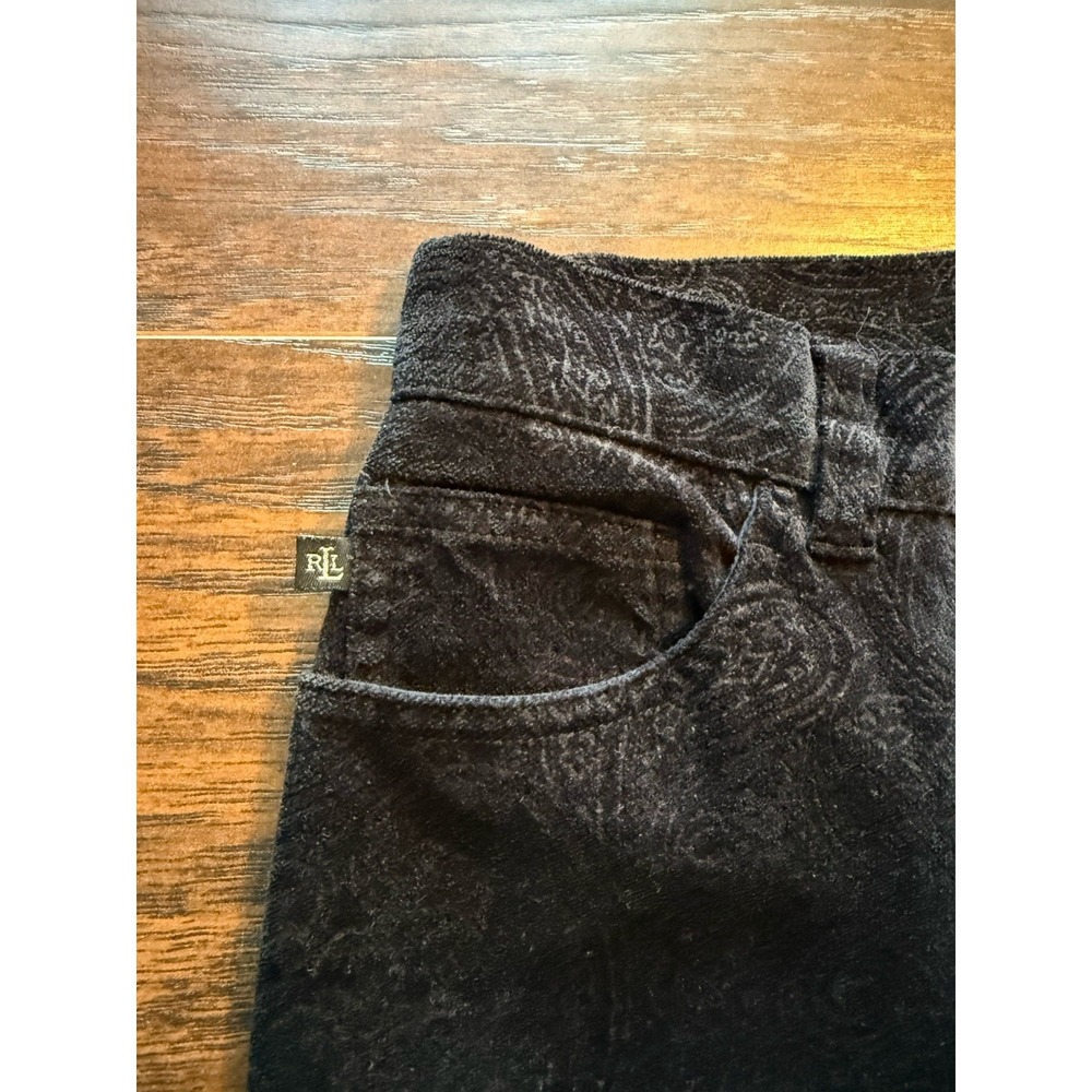 Lauren Ralph Lauren Velvet Paisley Pants Black Petite 8P Luxe Luxury Designer - Picture 5 of 9
